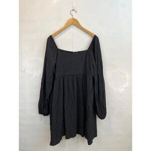 Arula Women's Long Sleeve Mini Dress Square Neck Puff Sleeve Black Size 1X